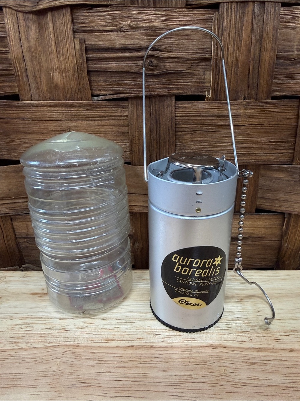 Aurora borealis Candle Lantern Silver Portable